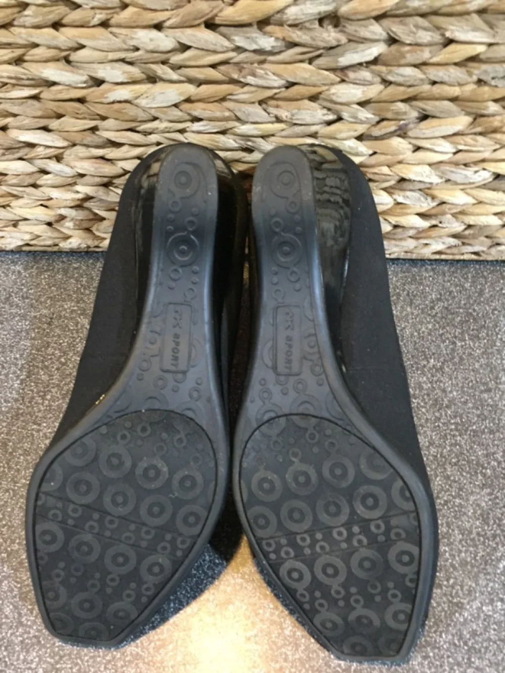 Anne Klein Sport Black Peep-Toe Wedge Heels